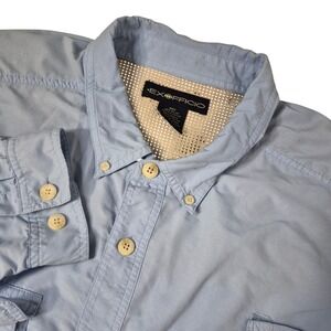 ExOfficio Fishing Shirt Mens XXL Light Blue Long Sleeve Nylon Vented Lightweight